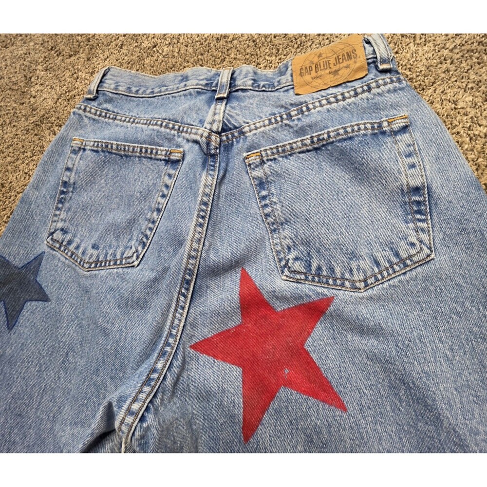 Vintage GAP Reverse Fit Jeans Size 10 Long Custom Stars Patriotic Flag America - Picture 6 of 11